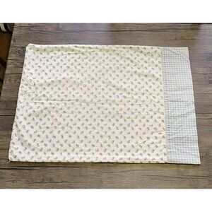 Vintage Laura Ashley Standard Pillowcase, Floral & Gingham, Rose Bud Cottagecore